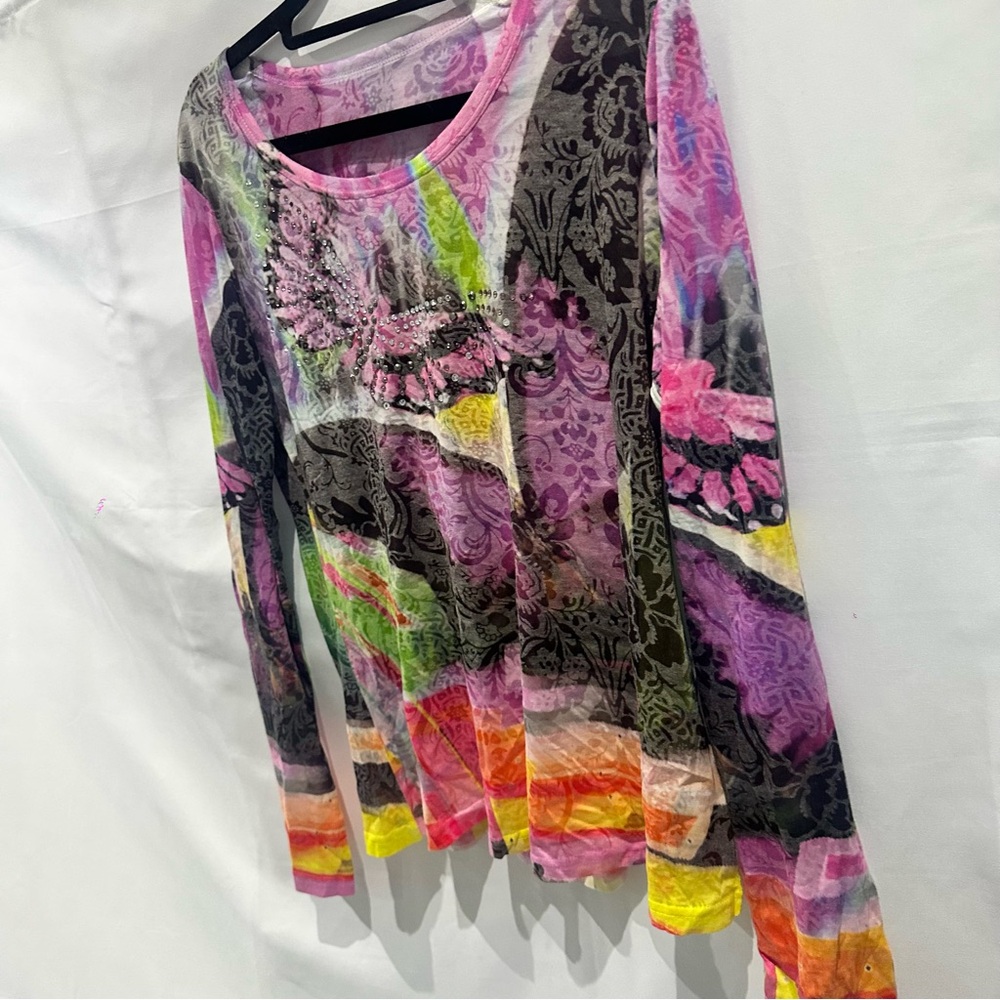 Abstract Mesh Long Sleeve Top - Picture 7 of 12